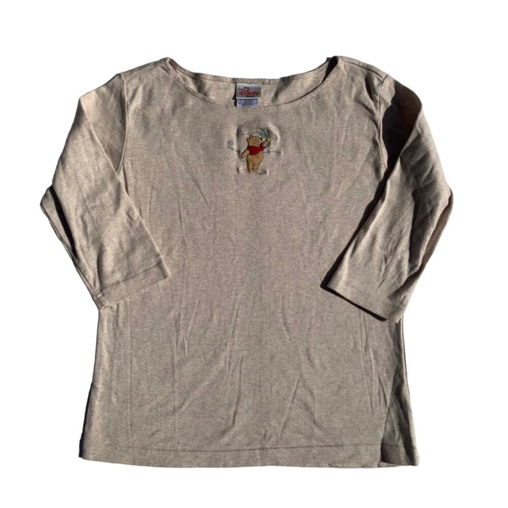 Y2K Winnie The Pooh Novelty Prairie Cottage Core Tan Blouse Large